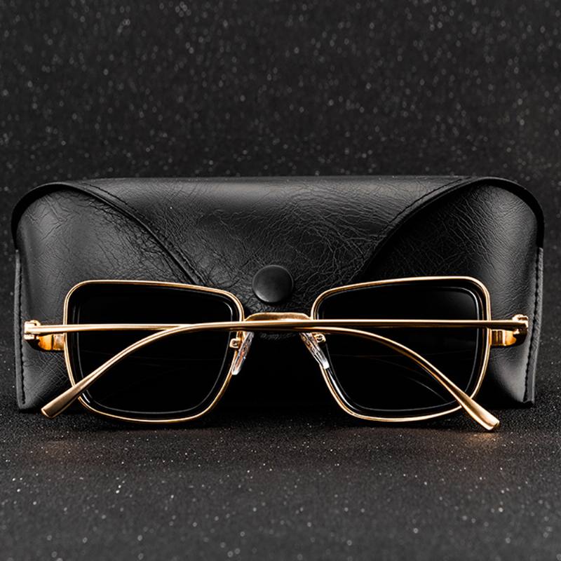 Miesten Retro Thick Edge Metallirunkoiset Trend-aurinkolasit Ajo-aurinkolasit