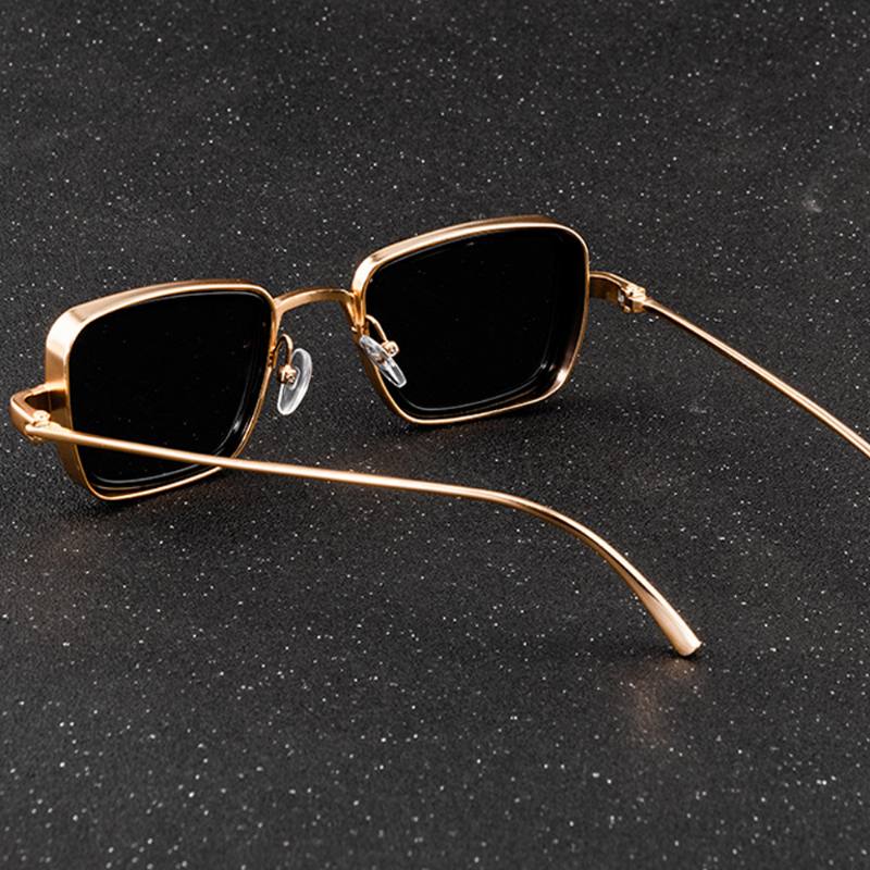 Miesten Retro Thick Edge Metallirunkoiset Trend-aurinkolasit Ajo-aurinkolasit