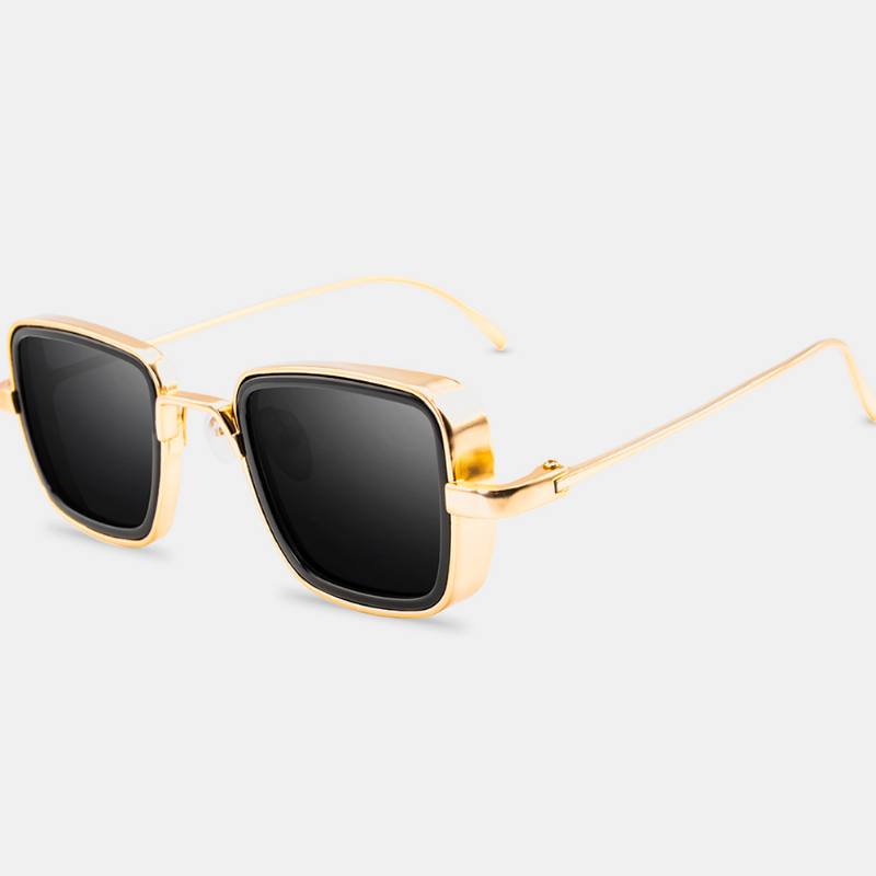 Miesten Retro Thick Edge Metallirunkoiset Trend-aurinkolasit Ajo-aurinkolasit