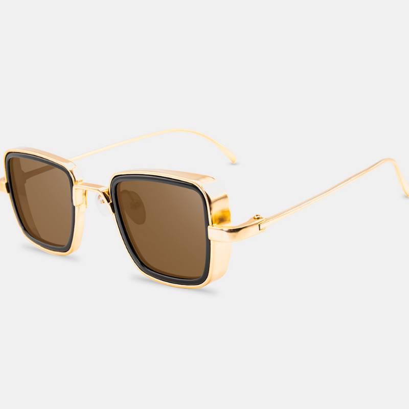 Miesten Retro Thick Edge Metallirunkoiset Trend-aurinkolasit Ajo-aurinkolasit