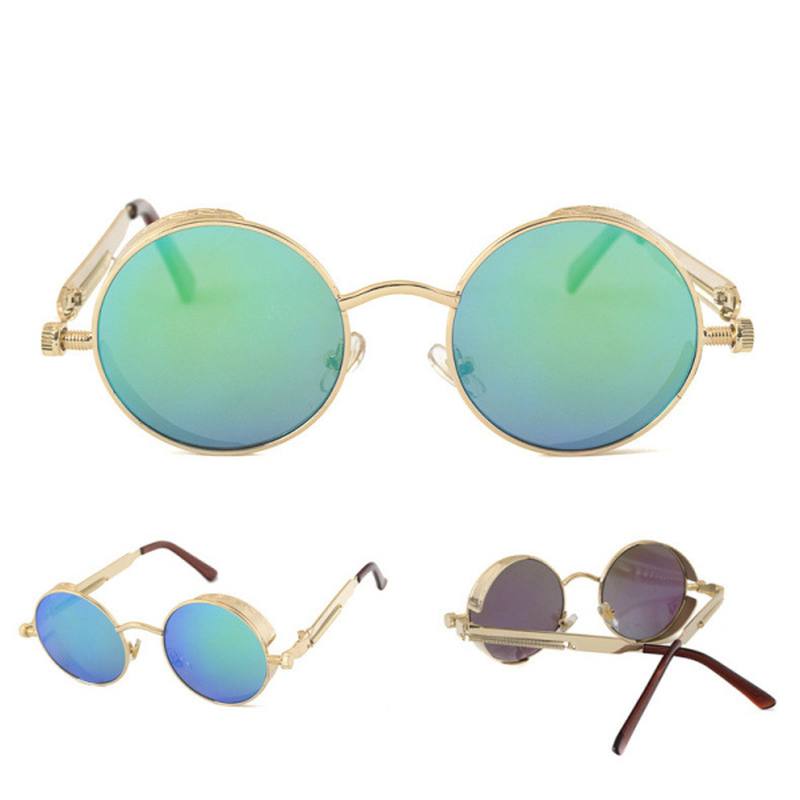 Uv400 Vintage Steampunk Pyöreä Peililinssi Aurinkolasit Outdoor Sport Hisper Silmälasit Miehille Naisille