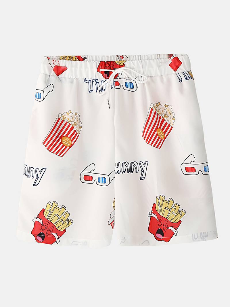 Miesten Funny Fruit Hamburger Painatus Pyjama-setti Kaksiosainen Lyhythihainen Kesäyöasu