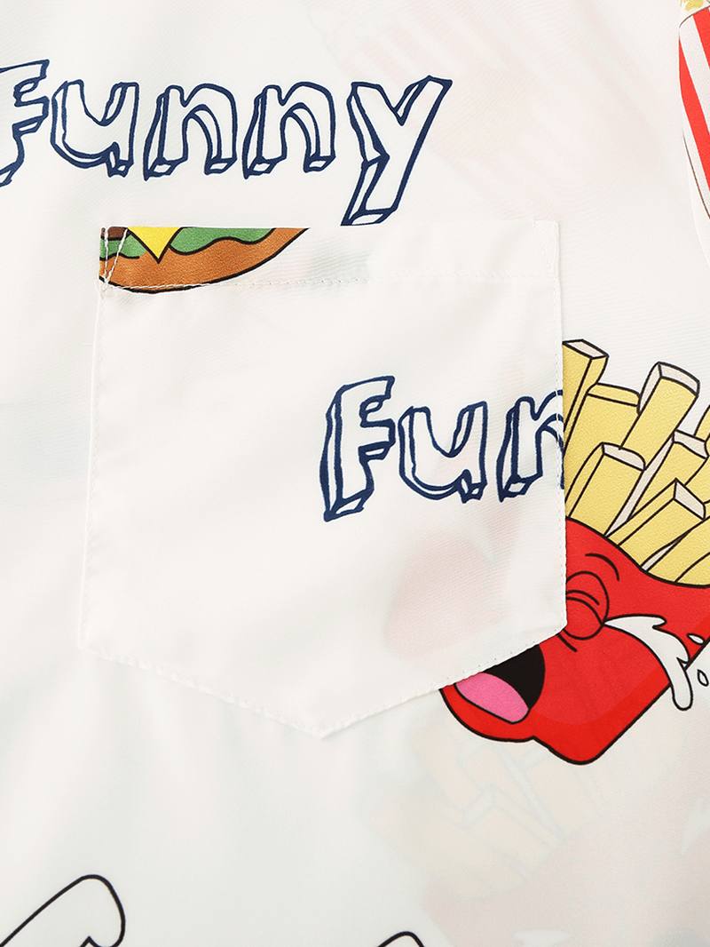 Miesten Funny Fruit Hamburger Painatus Pyjama-setti Kaksiosainen Lyhythihainen Kesäyöasu
