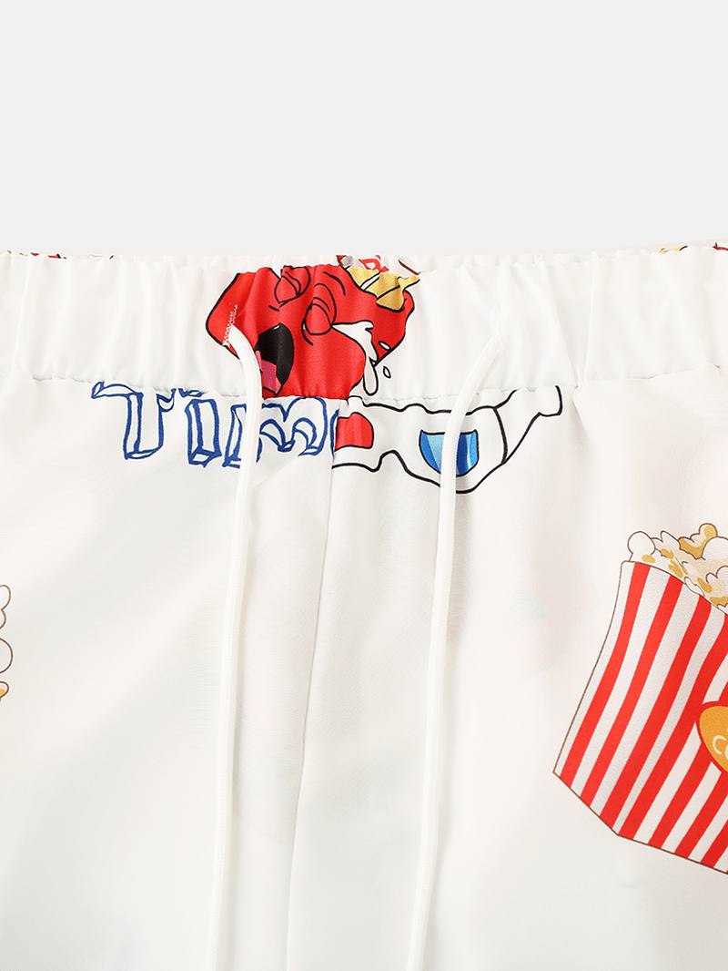 Miesten Funny Fruit Hamburger Painatus Pyjama-setti Kaksiosainen Lyhythihainen Kesäyöasu