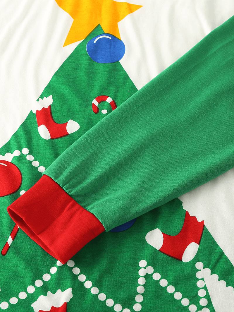 Naiset Sarjakuva Joulukuusipainatusti Raglan Hihat Puserot Joustava Vyötärö Jogger Housut Koti Pyjama Set