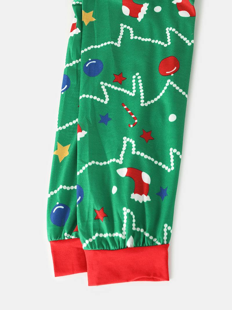 Naiset Sarjakuva Joulukuusipainatusti Raglan Hihat Puserot Joustava Vyötärö Jogger Housut Koti Pyjama Set
