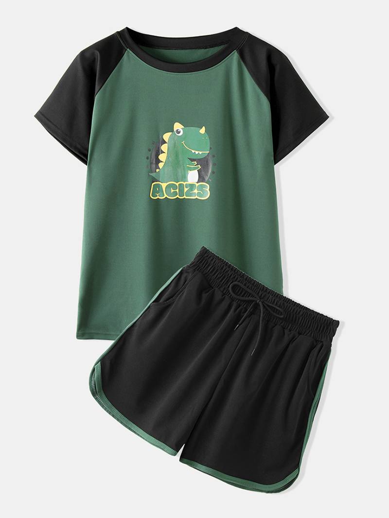 Naisten Hauska Sarjakuva Avocado Painatus Raglan Sleeves Rento Sport Pyjama Set