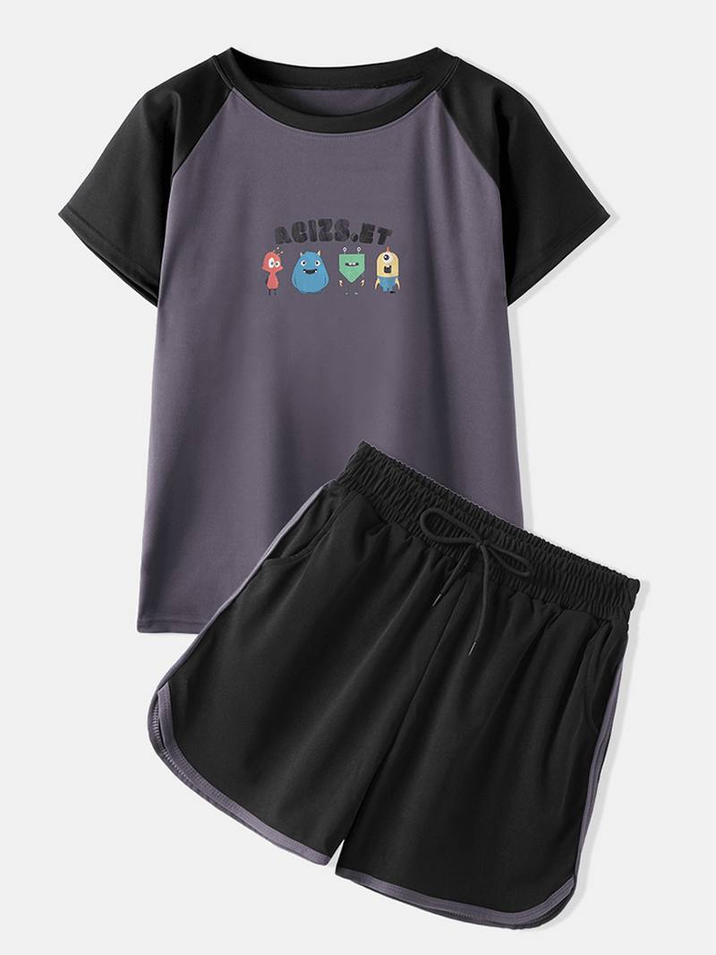 Naisten Hauska Sarjakuva Avocado Painatus Raglan Sleeves Rento Sport Pyjama Set