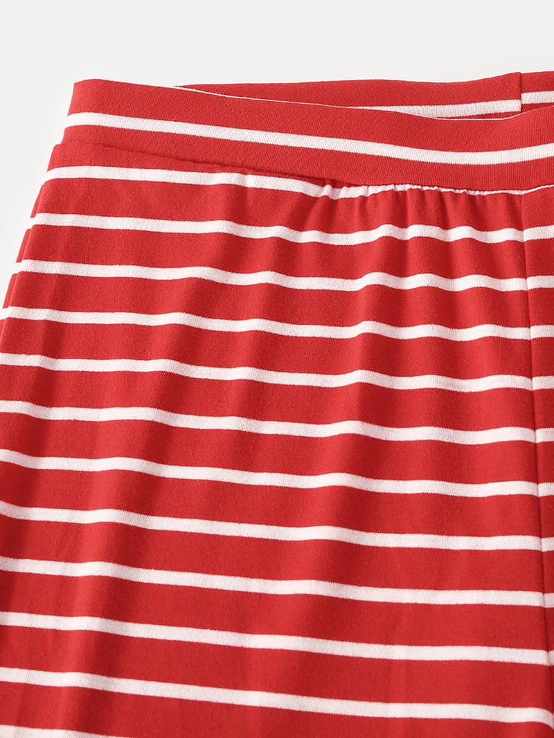 Naisten Joulu Raglan Sleeves Pitkähihainen Pullover Stripe Jogger Pants Viihtyisä Koti Kaksiosainen Pyjama-setti