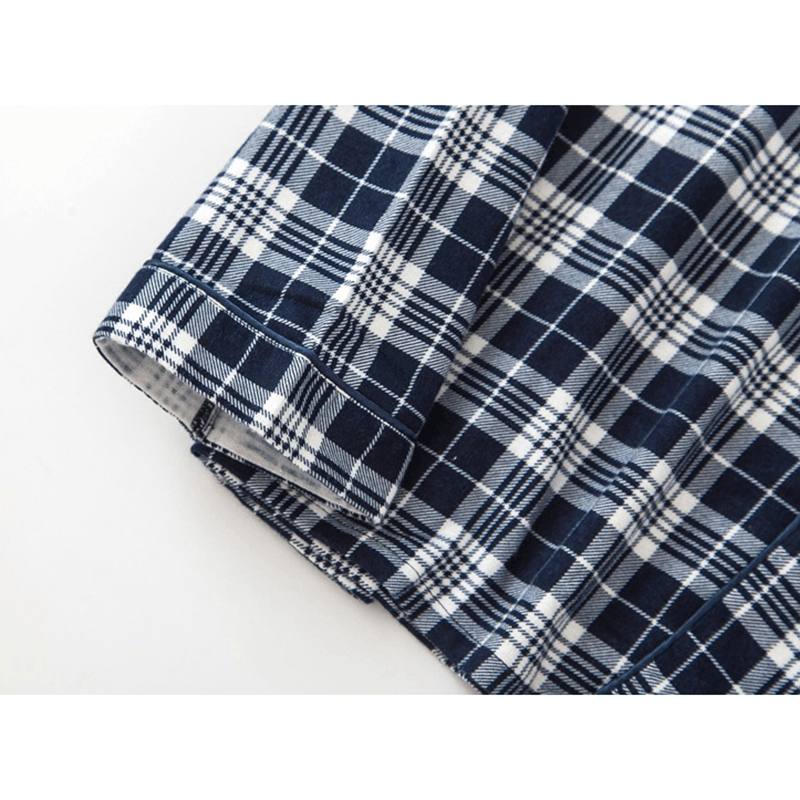 Ruudullinen Puuvillainen Lämmin Pyjamasetti