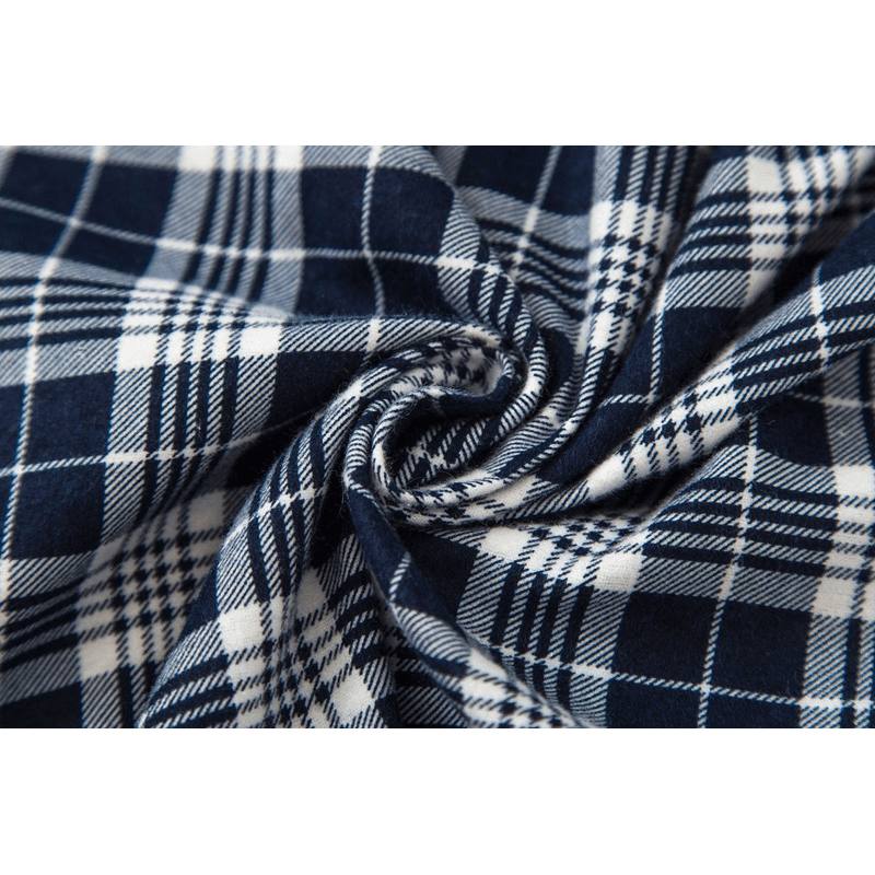 Ruudullinen Puuvillainen Lämmin Pyjamasetti
