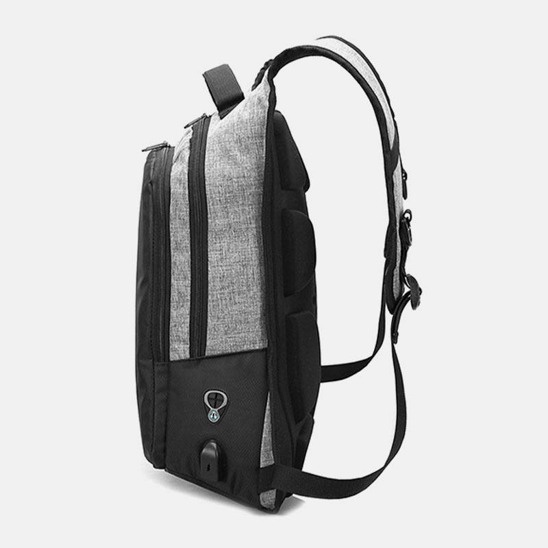 Miesten Business Patchwork Color 15.6 Tuuman Laboratoriotietokonelaukku Usb-latauksella Passwork Lock Koululaukun Reppu