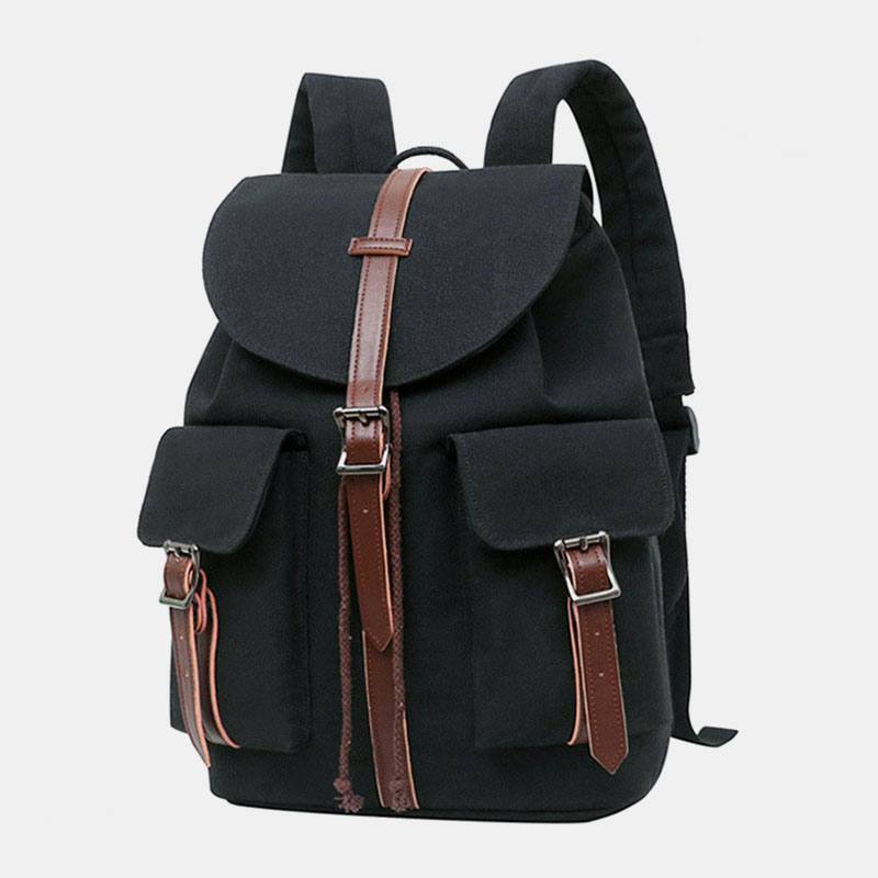 Naisten Canvas Kaksinkertainen Etutasku Design Suuri Kapasiteetti Matkareppu Retro 14 Tuuman Kannettavan Tietokoneen Laukku
