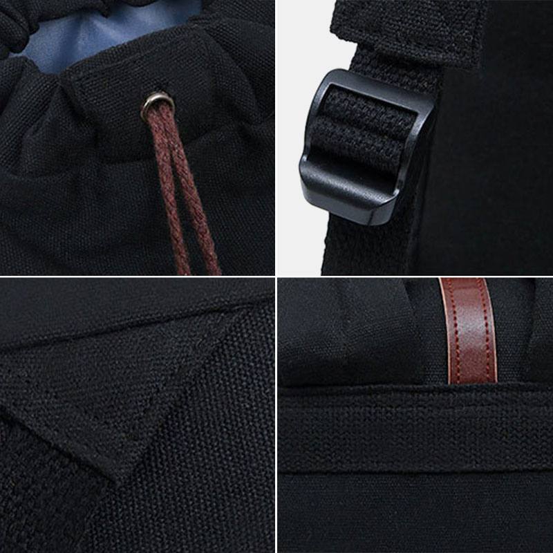 Naisten Canvas Kaksinkertainen Etutasku Design Suuri Kapasiteetti Matkareppu Retro 14 Tuuman Kannettavan Tietokoneen Laukku