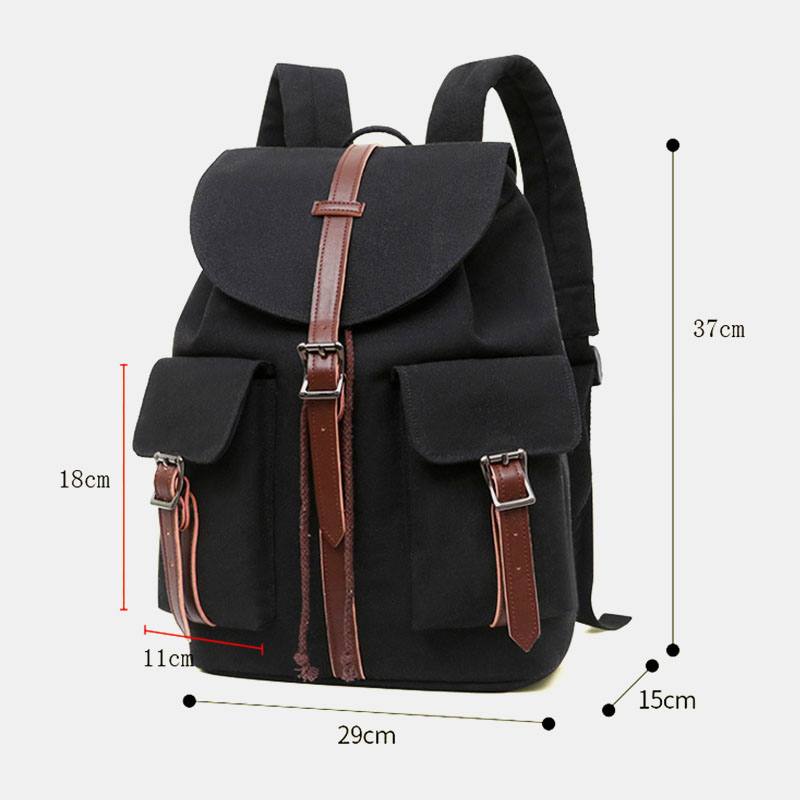 Naisten Canvas Kaksinkertainen Etutasku Design Suuri Kapasiteetti Matkareppu Retro 14 Tuuman Kannettavan Tietokoneen Laukku