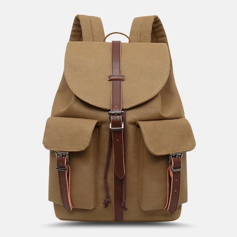 Naisten Canvas Kaksinkertainen Etutasku Design Suuri Kapasiteetti Matkareppu Retro 14 Tuuman Kannettavan Tietokoneen Laukku