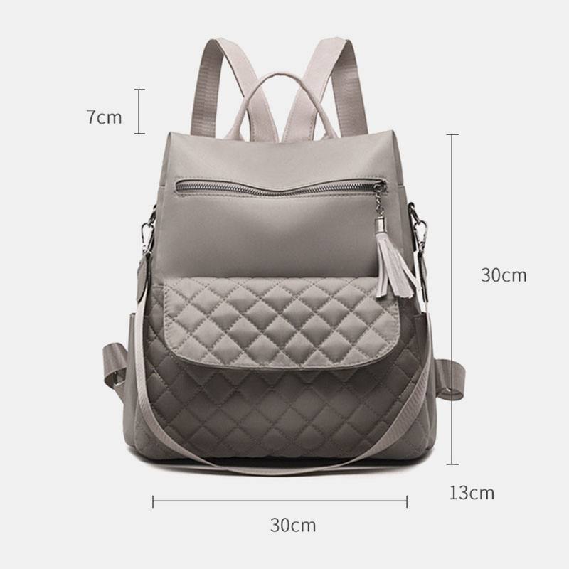 Naisten Multi-carry Oxford Diamond Pattern Varkaudenesto Vedenpitävä Tupsu Rento Reppu