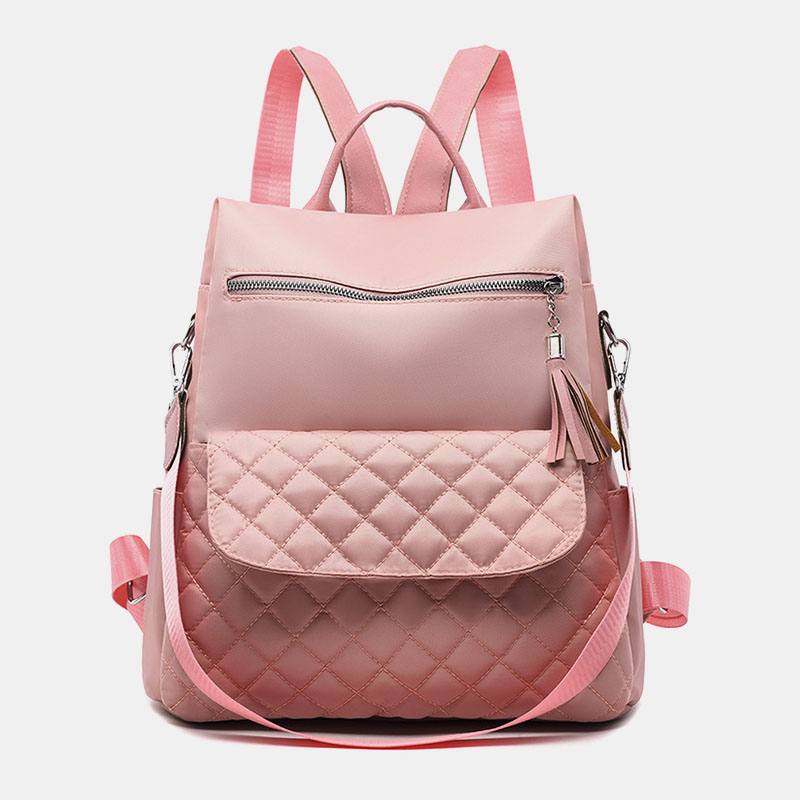Naisten Multi-carry Oxford Diamond Pattern Varkaudenesto Vedenpitävä Tupsu Rento Reppu