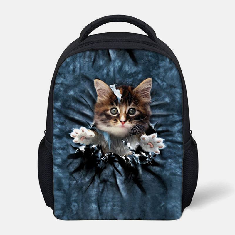 Unisex Animal Creative 3d-sarjakuva Söpö Kissa Rento Ulkona Pieni Reppu Koululaukku