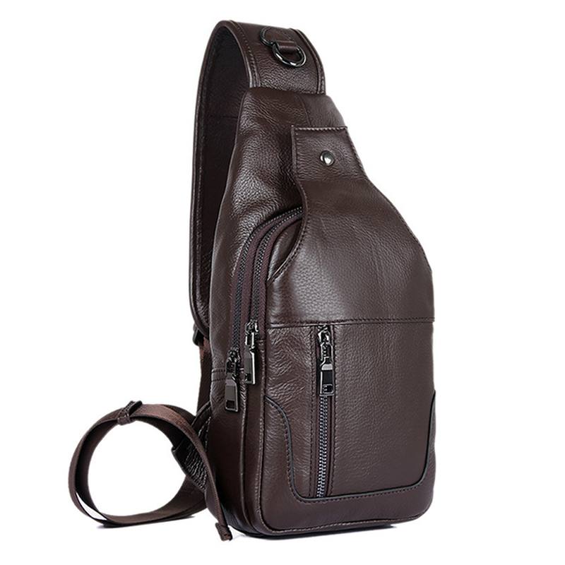 Miesten Aitoa Nahkaa Minimalistinen Vintage Crossbody Laukku Vapaa-ajan Business Rintalaukku Viikonloppulaukku