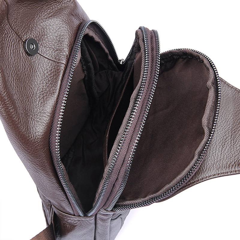 Miesten Aitoa Nahkaa Minimalistinen Vintage Crossbody Laukku Vapaa-ajan Business Rintalaukku Viikonloppulaukku