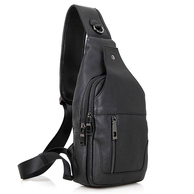 Miesten Aitoa Nahkaa Minimalistinen Vintage Crossbody Laukku Vapaa-ajan Business Rintalaukku Viikonloppulaukku