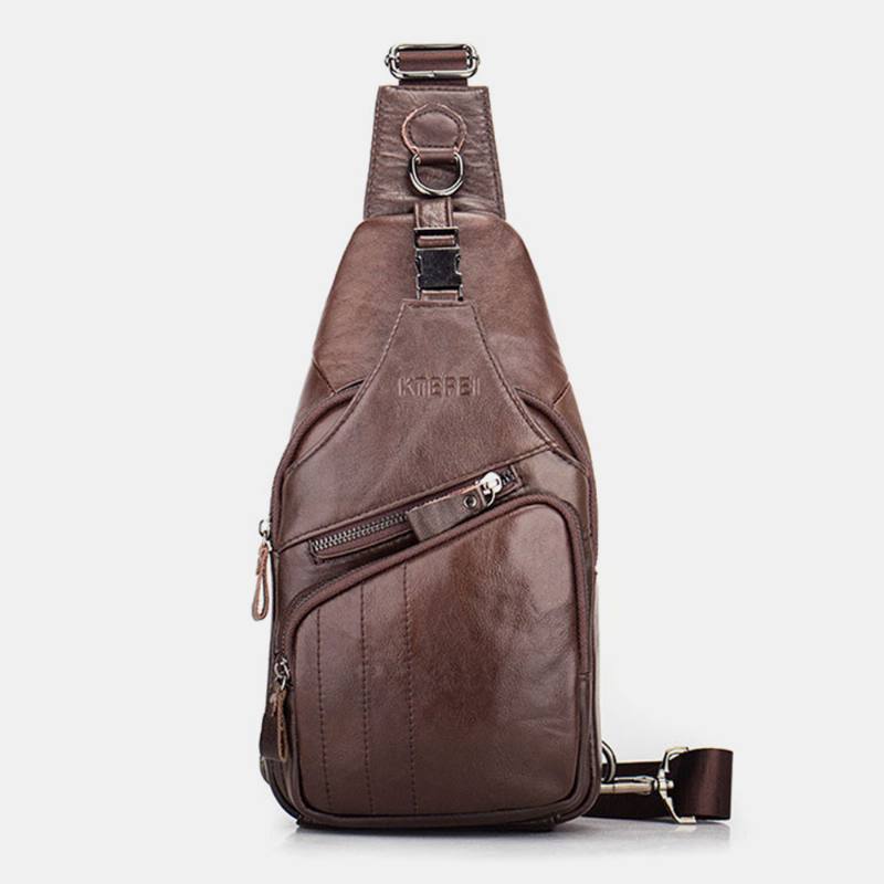 Miesten Aitoa Nahkaa Monitaskuinen Suuri Kapasiteetti Vintage Ensimmäisen Kerroksen Lehmännahkainen Crossbody Laukut Olkalaukku Rintalaukku