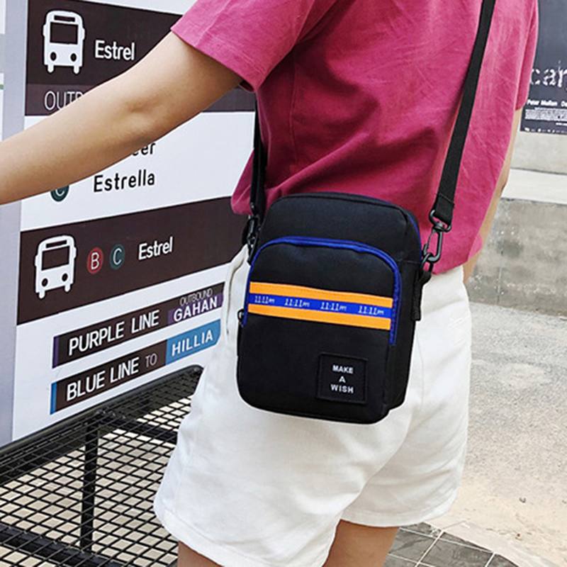 Miesten Ja Naisten Crossbody Bag Color Block Vetoketjukassit Vedenpitävä Matkalle