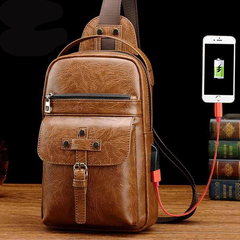 Miesten Keinonahkainen Muotilaukku Crossbody Bag Rintalaukku