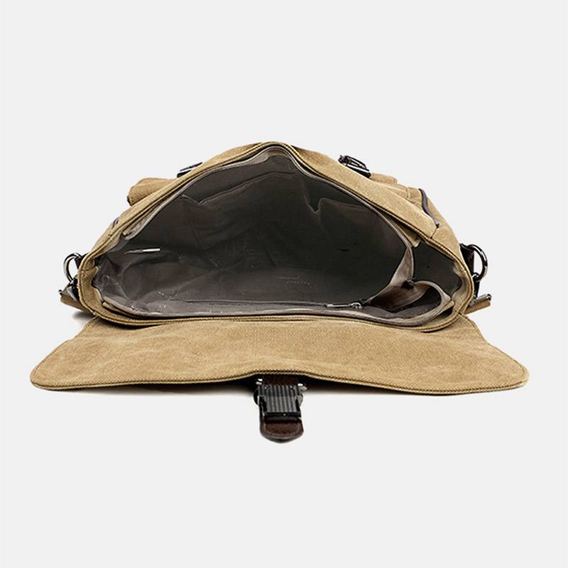 Miesten Vintage Rub Color Kulutusta Kestävä Monitaskuinen Kangas Salkku Crossbody Olkalaukku