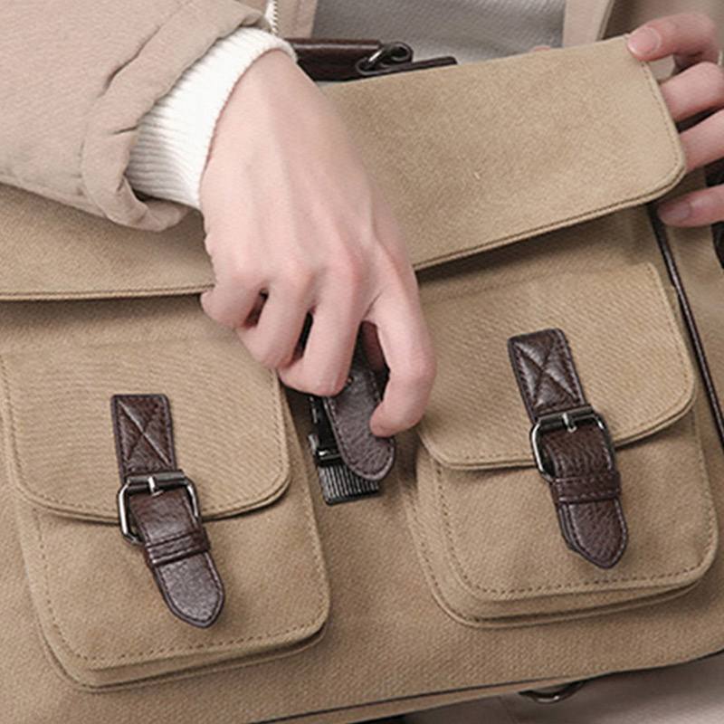 Miesten Vintage Rub Color Kulutusta Kestävä Monitaskuinen Kangas Salkku Crossbody Olkalaukku