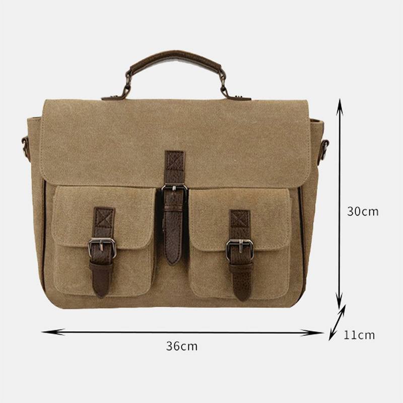 Miesten Vintage Rub Color Kulutusta Kestävä Monitaskuinen Kangas Salkku Crossbody Olkalaukku