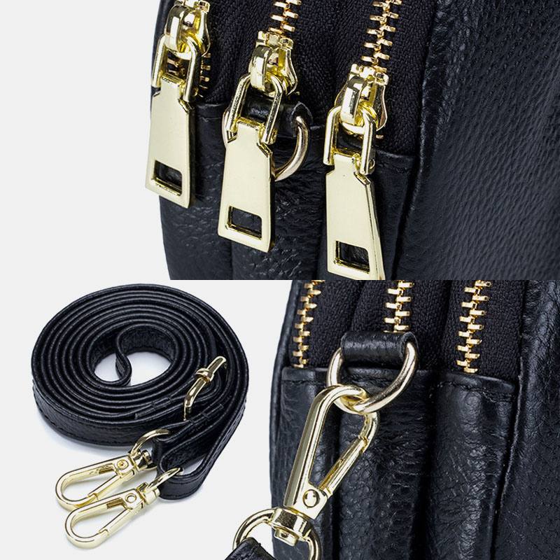 Naisten Aitoa Nahkaa 3 Vetoketjullinen Tasku Taittuva Crossbody-laukku
