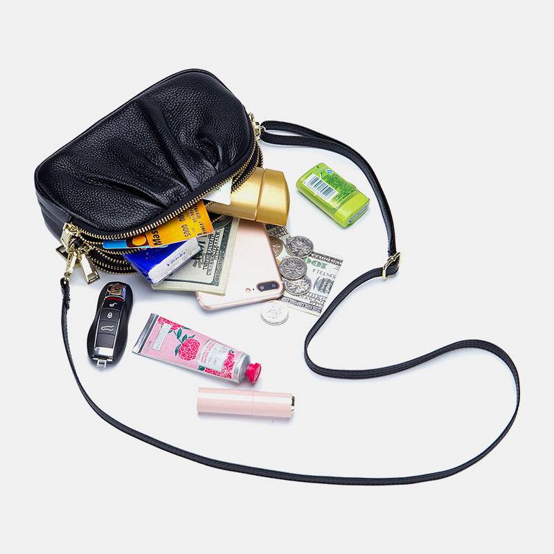 Naisten Aitoa Nahkaa 3 Vetoketjullinen Tasku Taittuva Crossbody-laukku