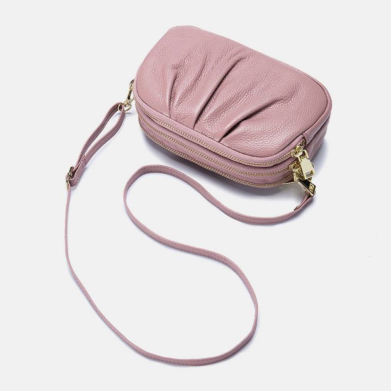 Naisten Aitoa Nahkaa 3 Vetoketjullinen Tasku Taittuva Crossbody-laukku