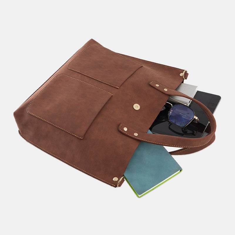 Naisten Vintage Suuri Kapasiteetti Vedenpitävä Keinonahka Crossbody Laukku Rento Käsilaukku