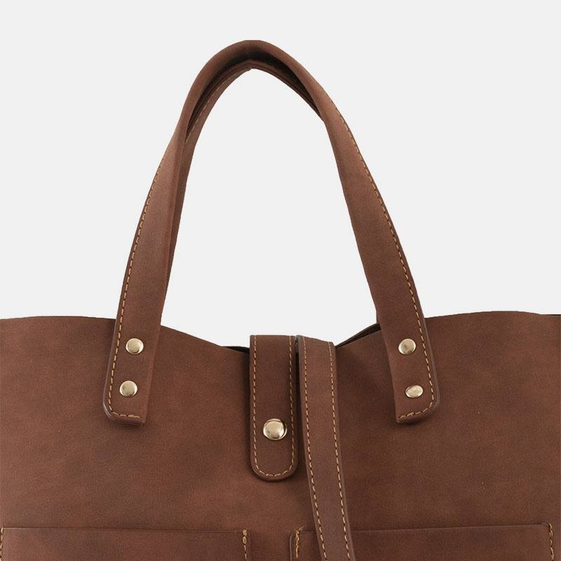 Naisten Vintage Suuri Kapasiteetti Vedenpitävä Keinonahka Crossbody Laukku Rento Käsilaukku