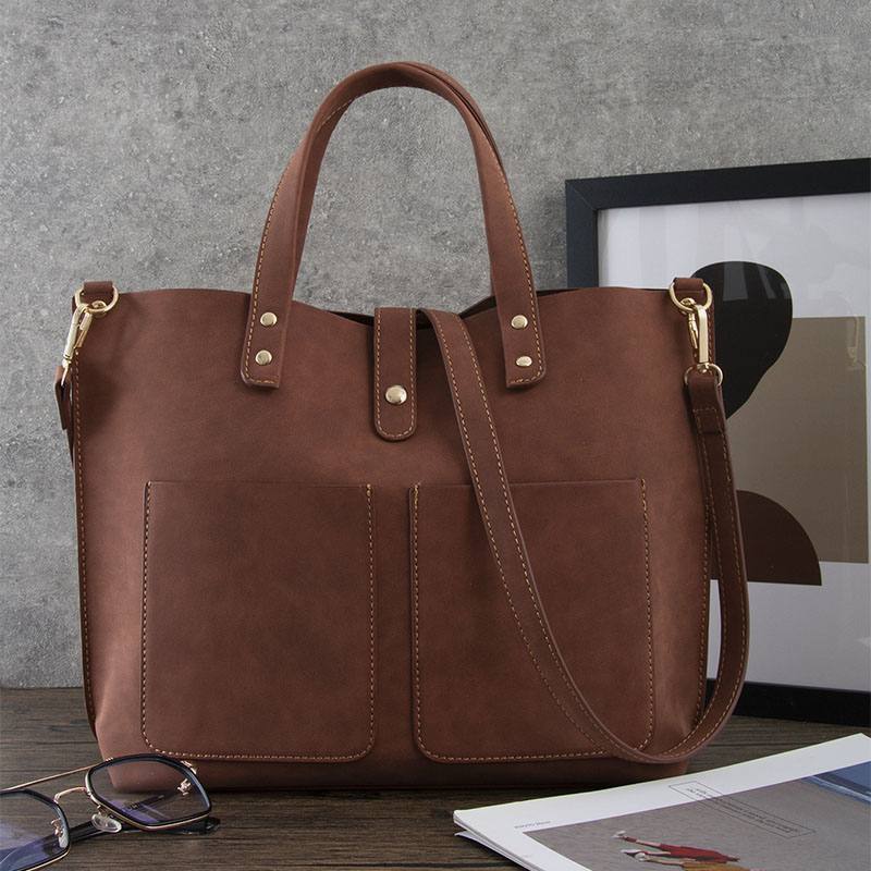 Naisten Vintage Suuri Kapasiteetti Vedenpitävä Keinonahka Crossbody Laukku Rento Käsilaukku