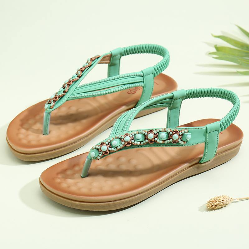 Naisten Helmi Strassikiveä Kuminauha Slip Flip Flops Rento Sandaalit