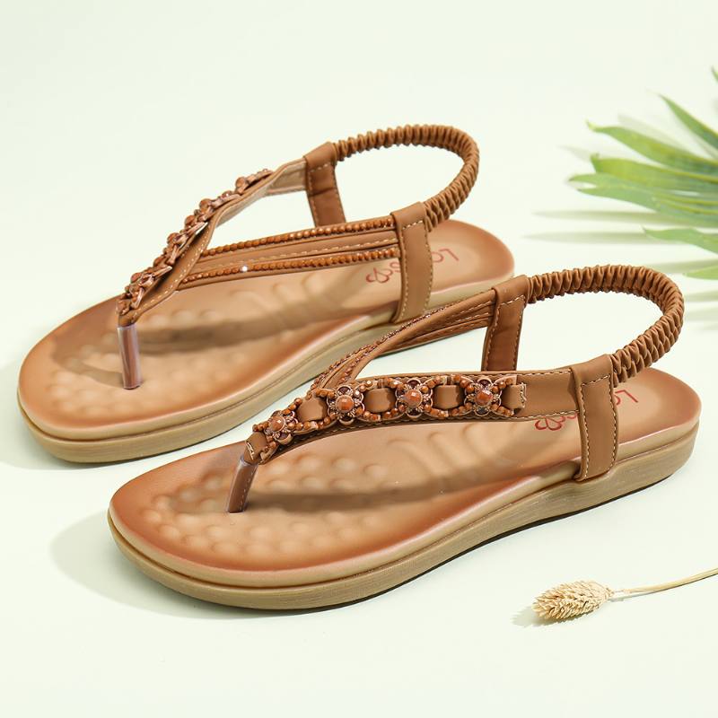 Naisten Helmi Strassikiveä Kuminauha Slip Flip Flops Rento Sandaalit