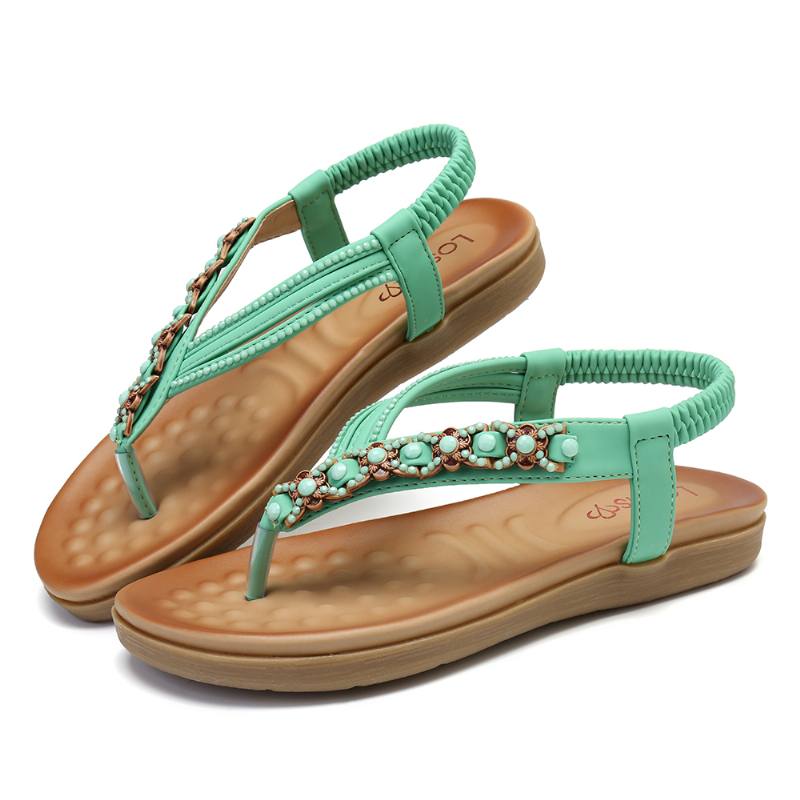 Naisten Helmi Strassikiveä Kuminauha Slip Flip Flops Rento Sandaalit