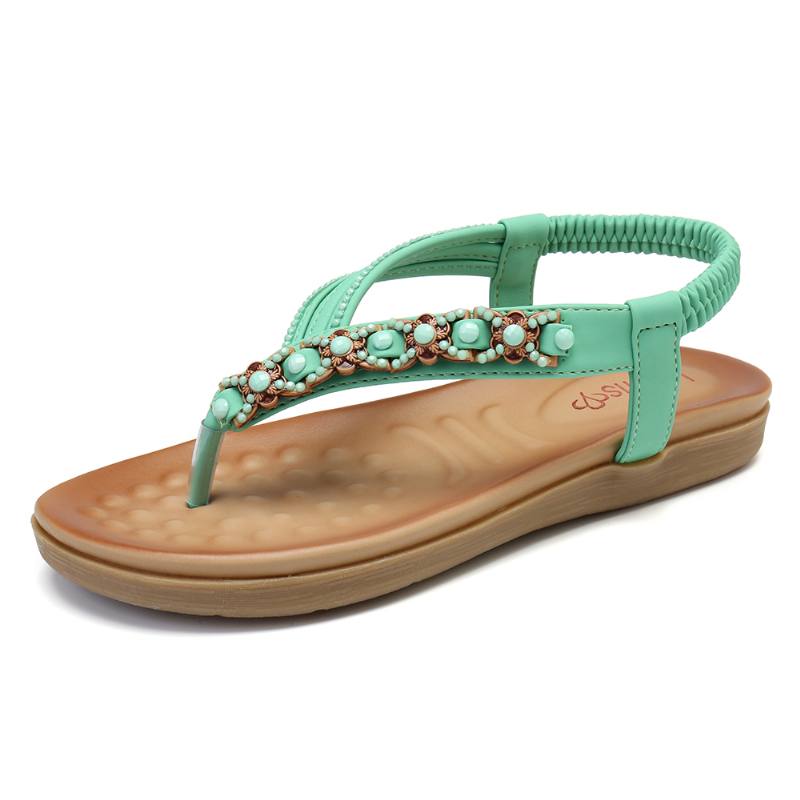 Naisten Helmi Strassikiveä Kuminauha Slip Flip Flops Rento Sandaalit
