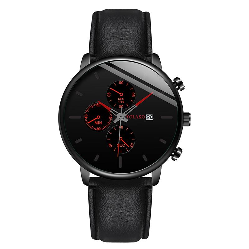Business Sport Miesten Kellot Kotelo Nahka Ranneke Super Light Chronograph Kalenteri Kvartsikello