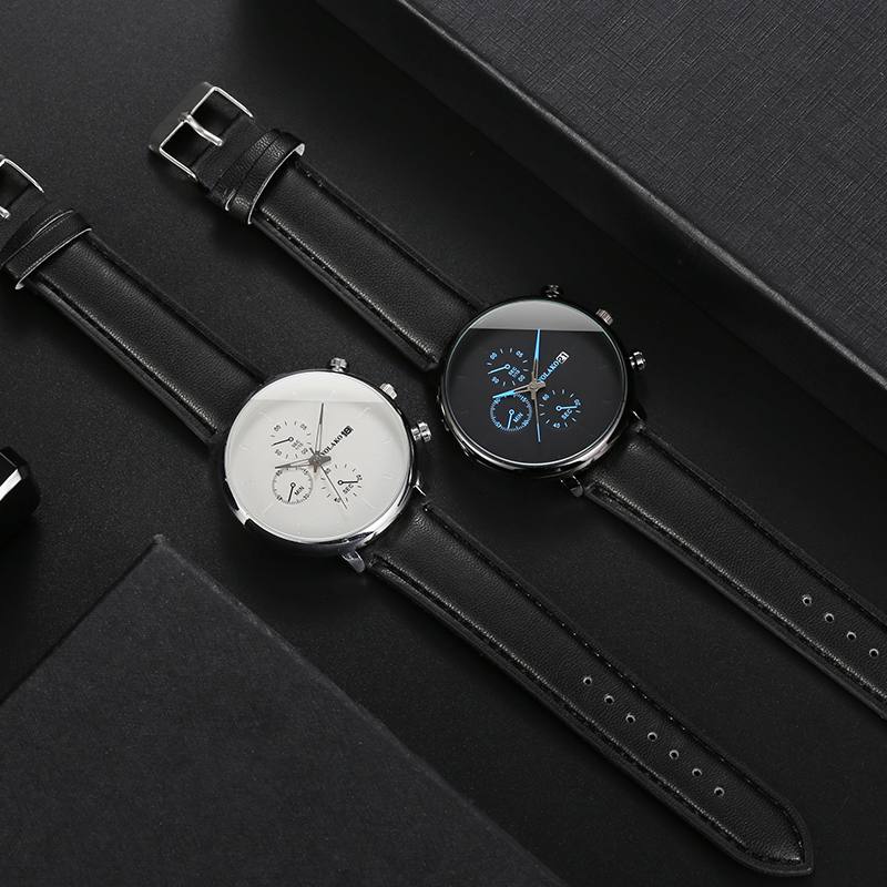 Business Sport Miesten Kellot Kotelo Nahka Ranneke Super Light Chronograph Kalenteri Kvartsikello
