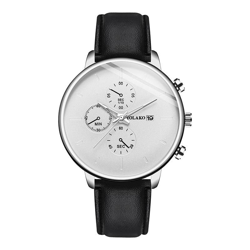Business Sport Miesten Kellot Kotelo Nahka Ranneke Super Light Chronograph Kalenteri Kvartsikello