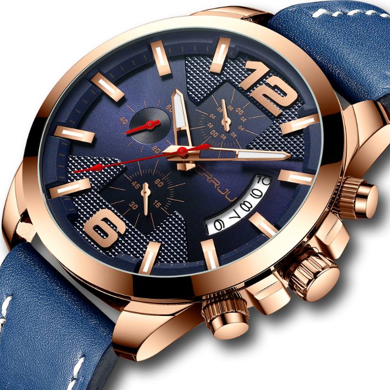 Muoti Miesten Valaiseva Näyttökalenteri Chronograph Nahkahihna Kvartsikello