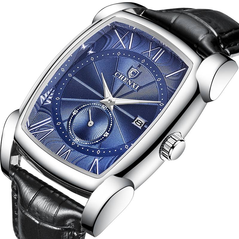Päivämääränäyttö Kalenteri Business Style Miesten Kello Suorakulmio Dial Quartz Watch