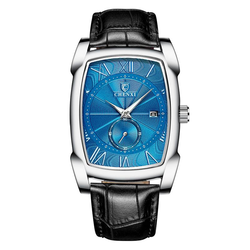 Päivämääränäyttö Kalenteri Business Style Miesten Kello Suorakulmio Dial Quartz Watch