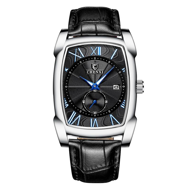 Päivämääränäyttö Kalenteri Business Style Miesten Kello Suorakulmio Dial Quartz Watch