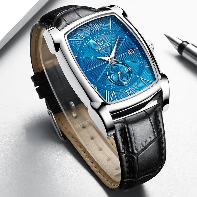 Päivämääränäyttö Kalenteri Business Style Miesten Kello Suorakulmio Dial Quartz Watch